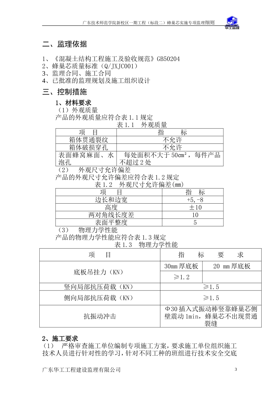 蜂巢芯监理实施细则_第3页