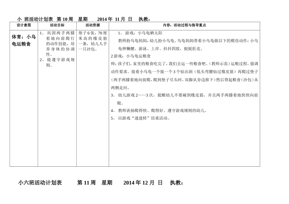 小班第一学期体育备课_第1页