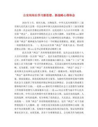 公安局局长学习新思想、新战略心得体会 