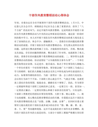 干部作风教育整顿活动心得体会 