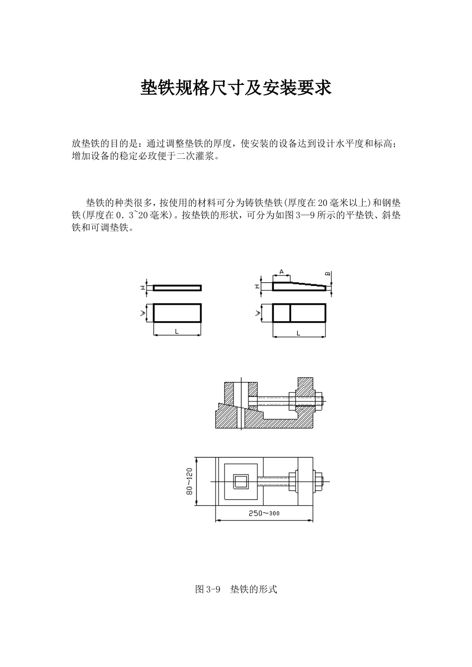 垫铁规格尺寸及安装要求_第1页