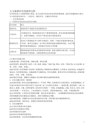 人文地理区位因素的分析