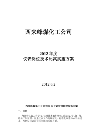 维修车间2012年仪表技术比武方案
