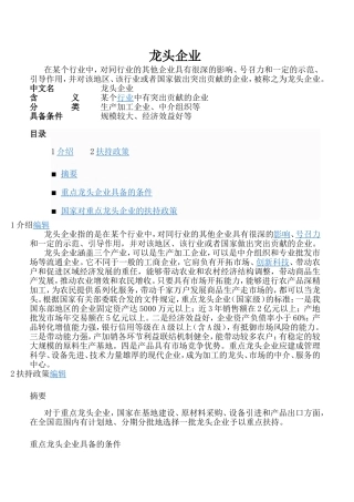 龙头企业概述