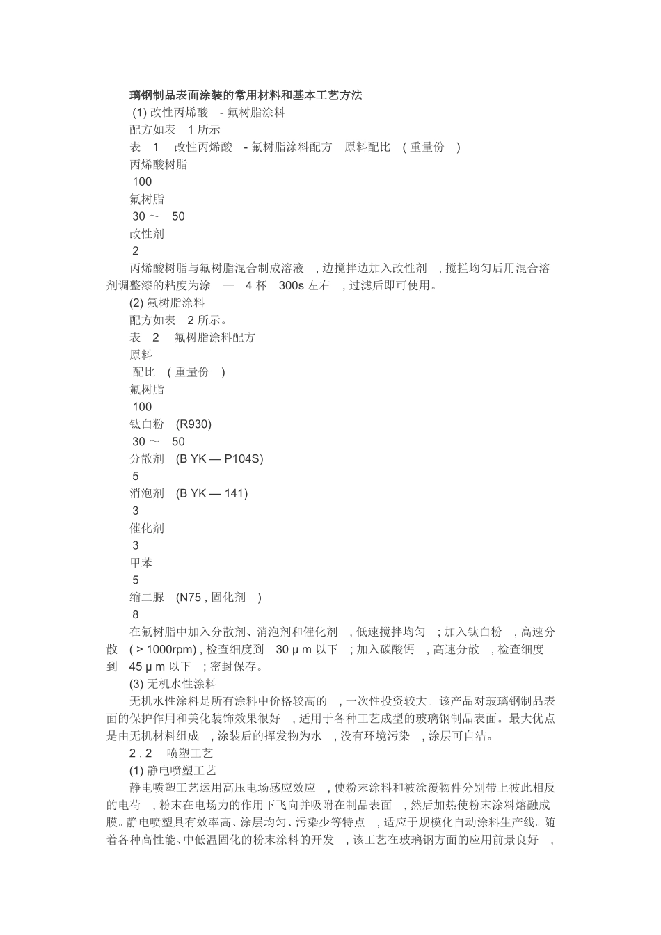璃钢制品表面涂装的常用材料和基本工艺方法_第1页