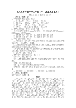 武汉二中广雅中学九年级(下)语文试卷(二)