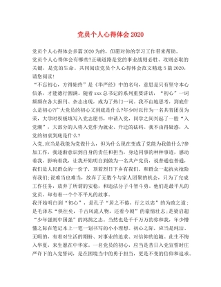 党员个人心得体会2020 