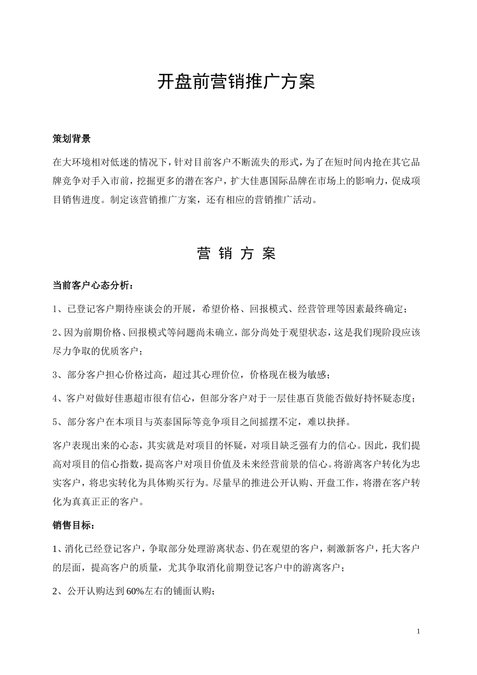 开盘前营销推广执行方案_第1页