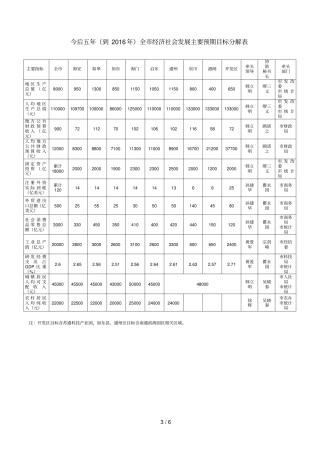 今后五年到年全经济社会发展主要预期目标分解表