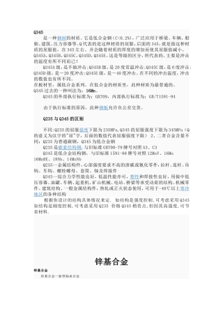 锌基合金特性及应用&Q235与Q345的区别