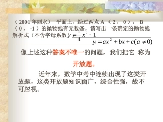 中考中的开放性问题