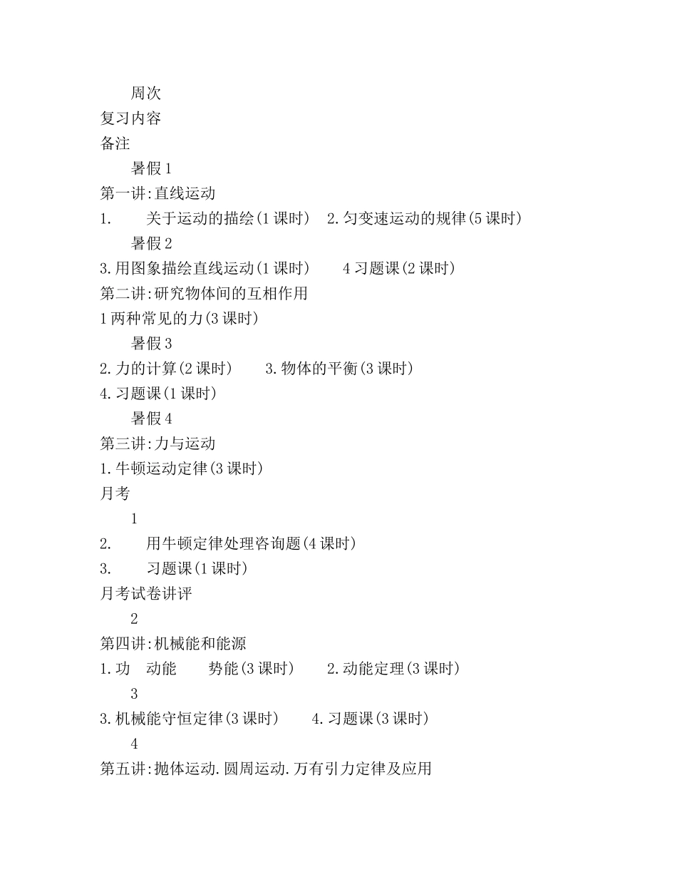 高三物理第一轮复习参考计划范文 _第2页