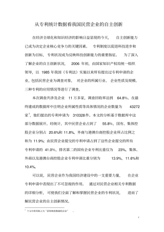 从专利统计数据看我国民营企业的自主创新