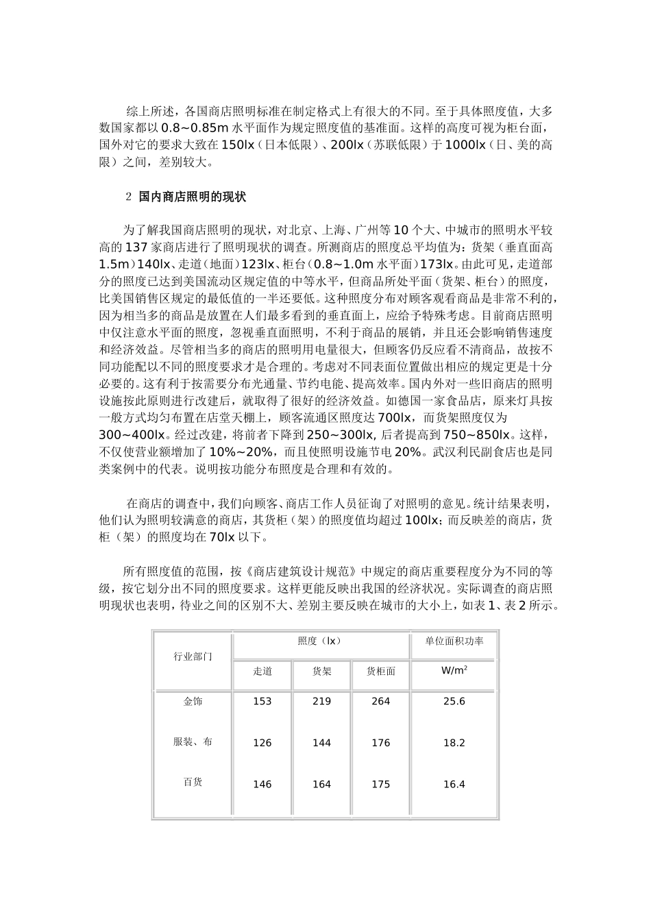 国内外商业照明照度标准_第2页