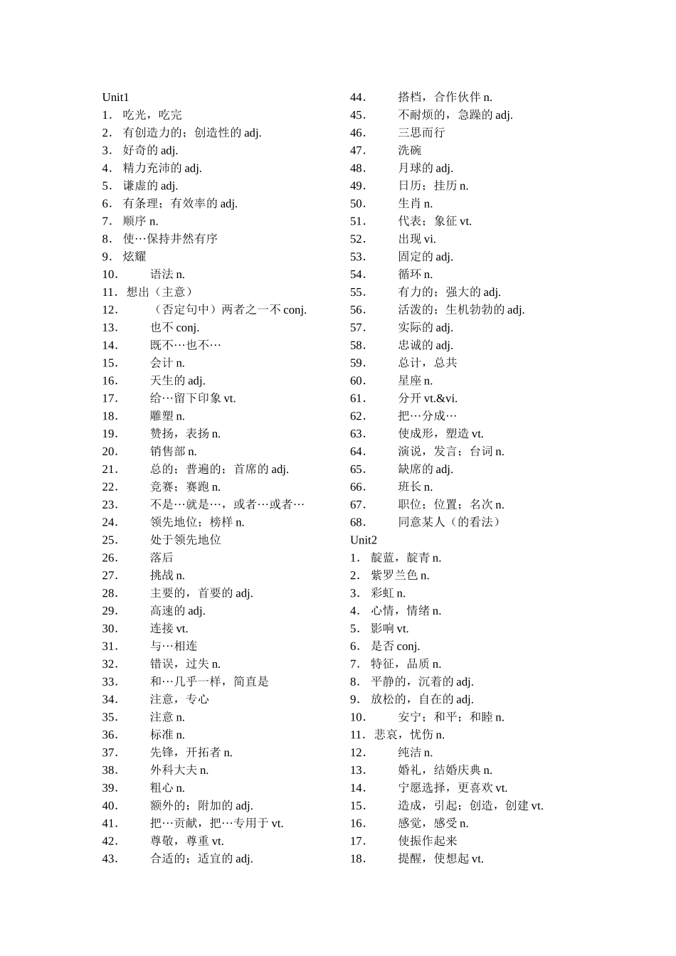 新江苏译林版初三英语9上单词表默写（全一册）_第1页