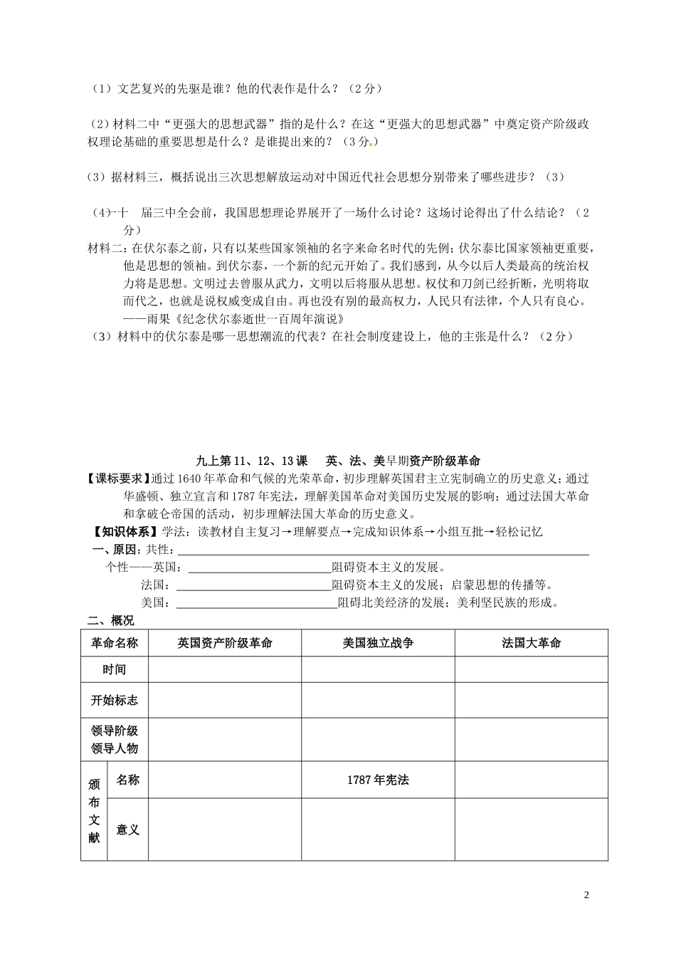 世界历史中考课文复习配套检测（基础过关）_第2页