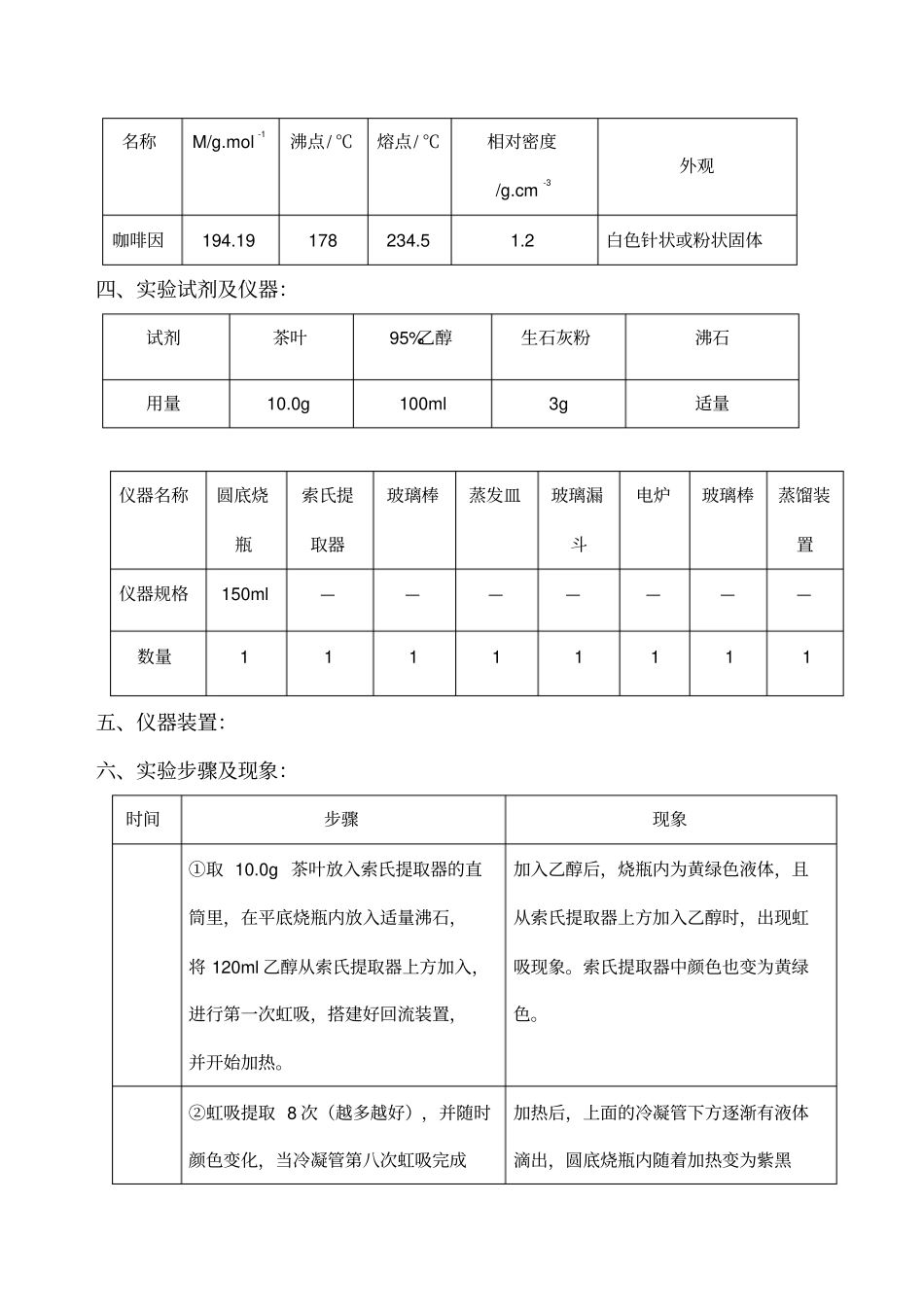 从茶叶中提取咖啡因有机化学试验报告_第2页