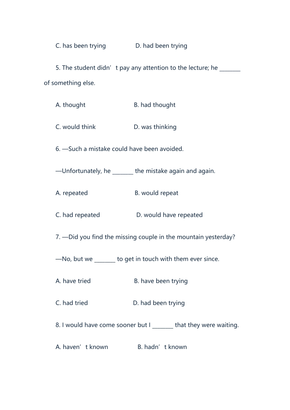 初中英语语法时态专项练习及答案（4）_第2页