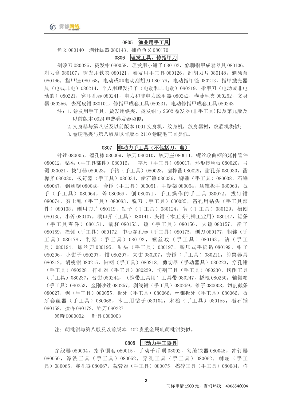 商标分类第08类_第2页