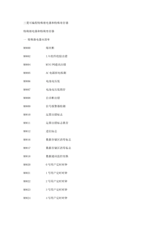 三菱可编程特殊继电器和特殊寄存器