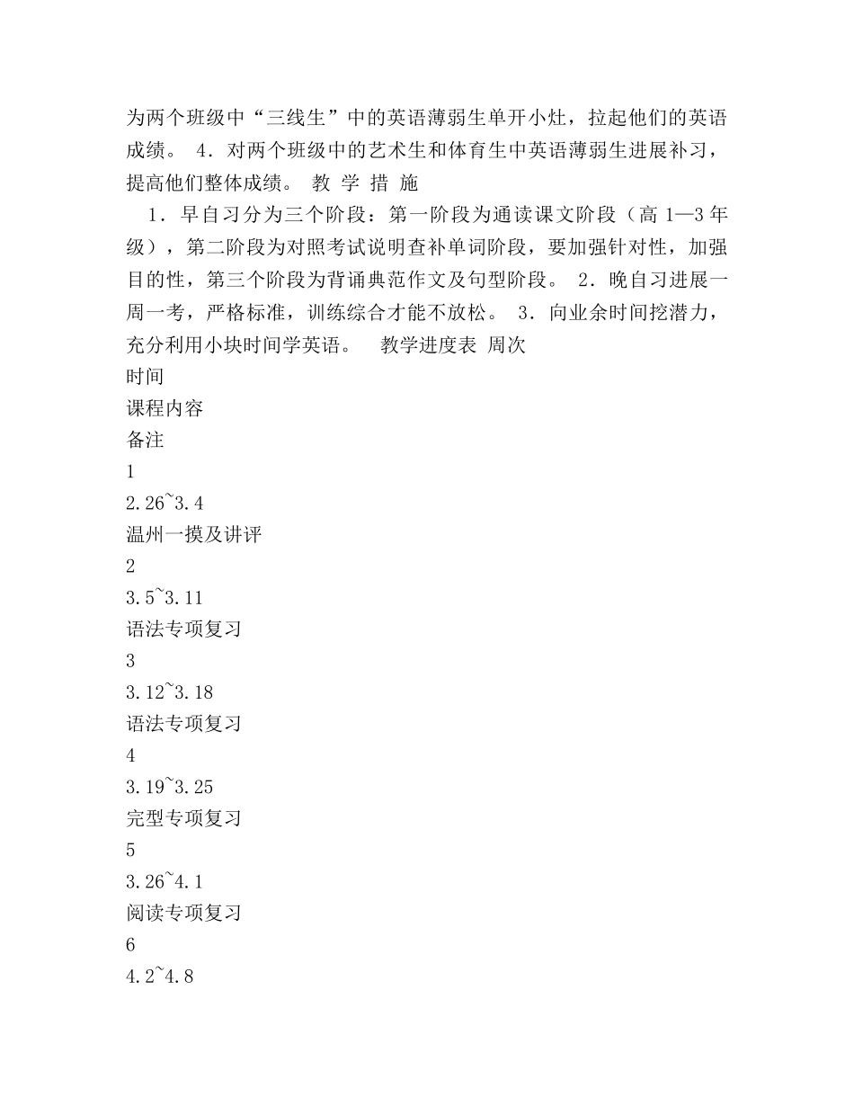 高三下学期英语教学参考计划1 _第2页