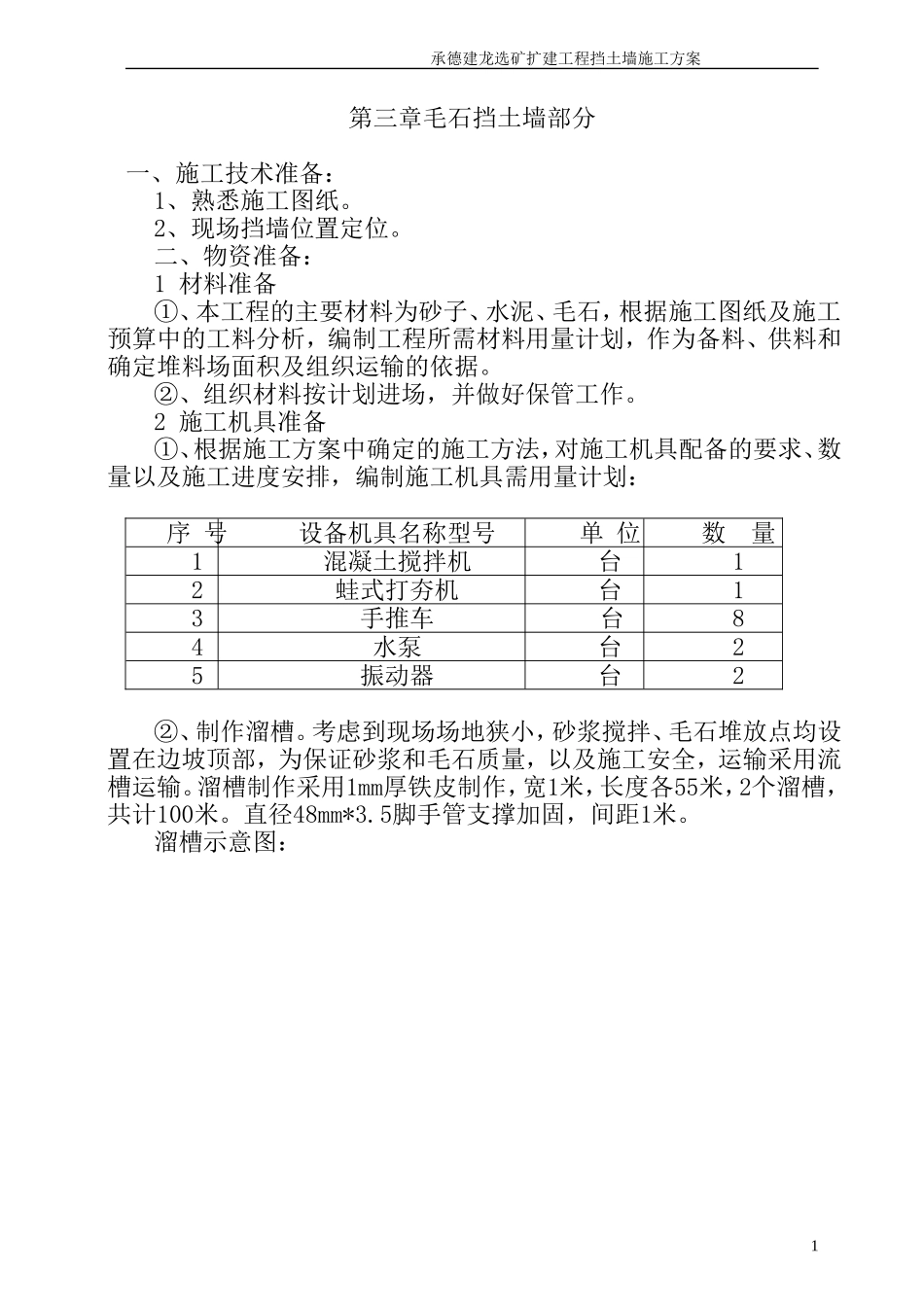 修改 毛石挡土墙施工方案_第1页