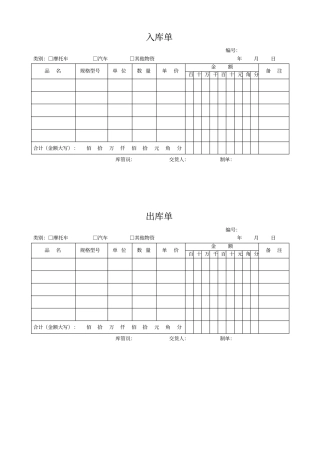仓库管理表格大全汇总仓库管理全套常用表格