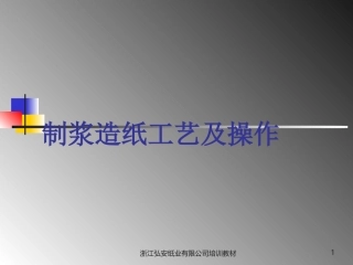 制浆造纸工艺及操作