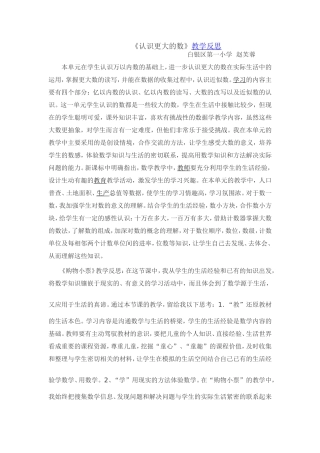 认识更大的数教学反思
