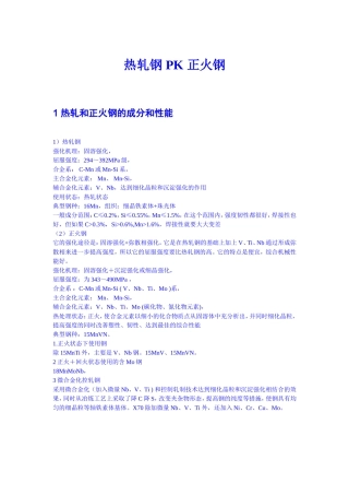 热轧和正火钢的比较