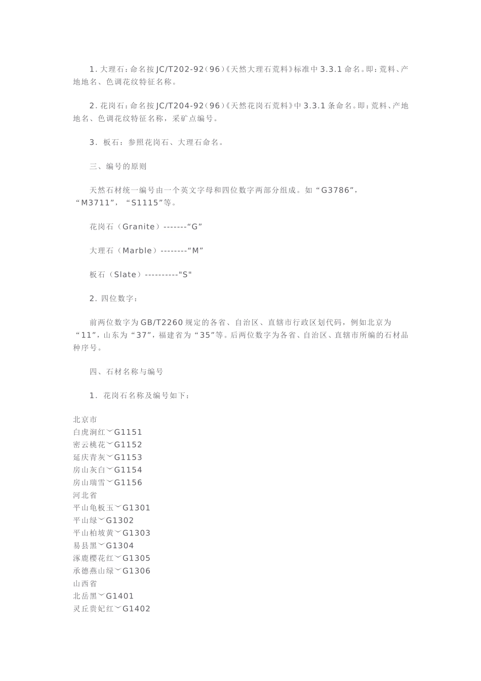 天然花岗岩石材统一编号_第2页