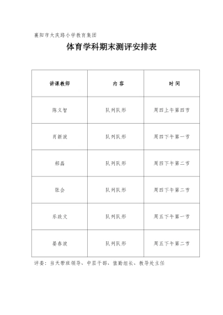 体育学科期末测评安排表11