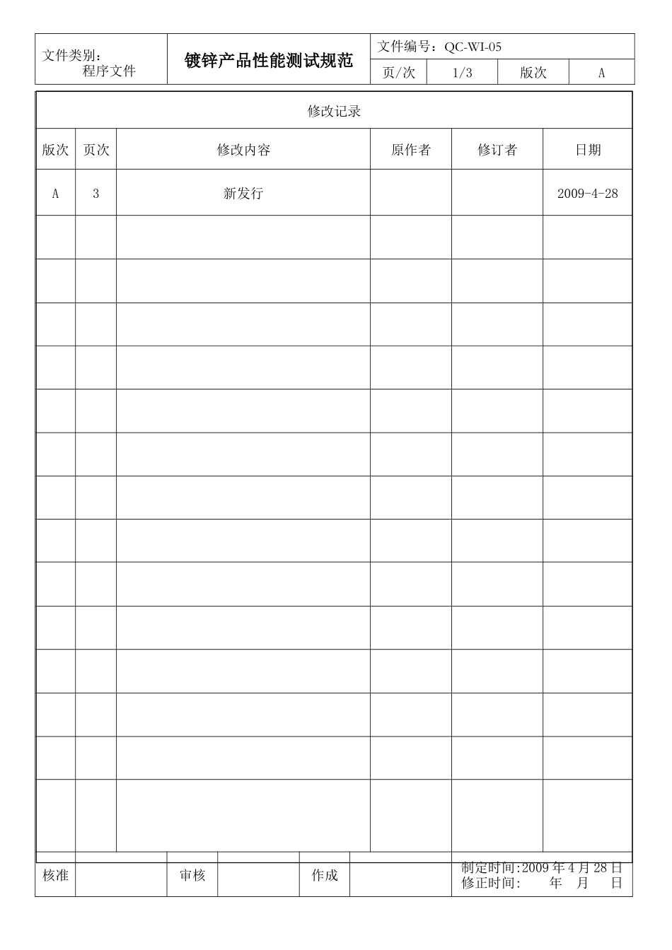 镀锌产品性能测试规范_第1页