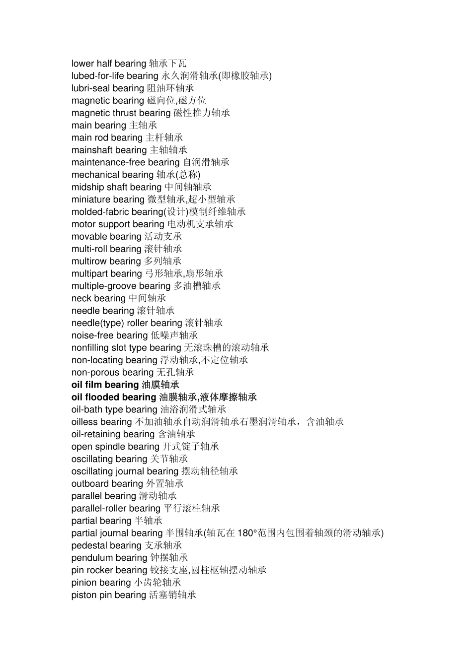轴承的中英文对照_第1页