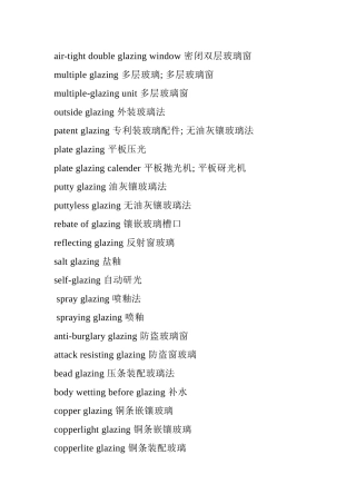 最全的玻璃英语专业术语(terms of glass English)