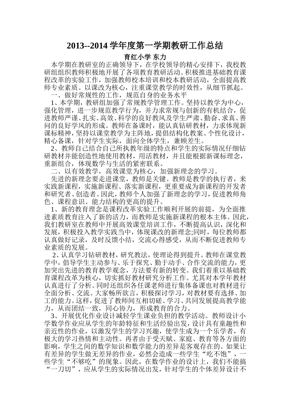 东力教研总结文档1_第1页