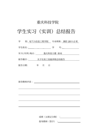 仪表工程训练实习报告