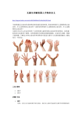 详解美国十大手势的含义