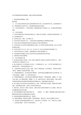 任何可能的紧急情况的处理措施预案以及抵抗风险的措施