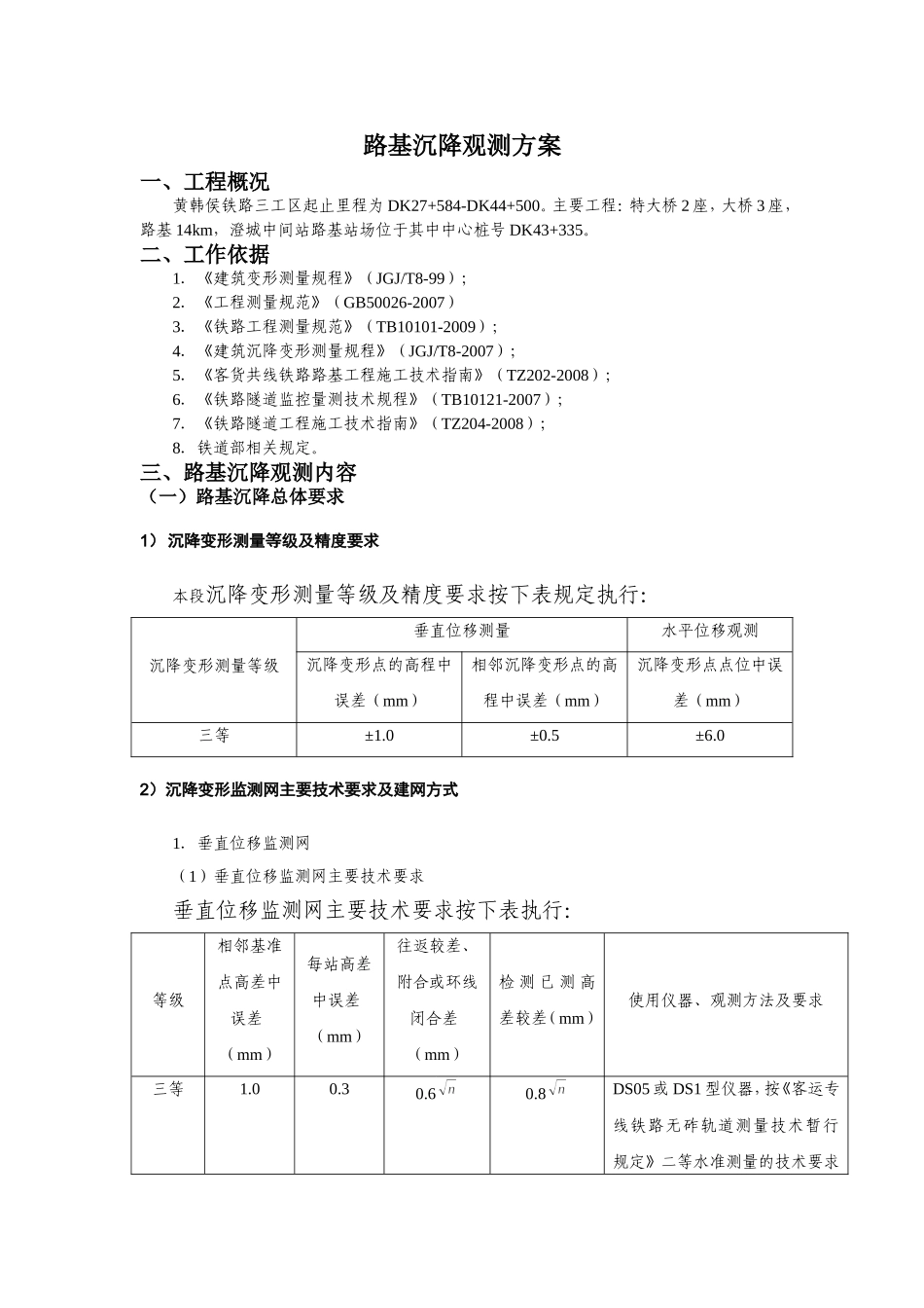 路基沉降观测方案_第1页