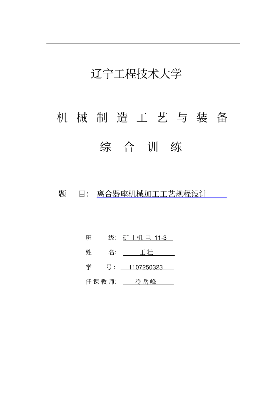 任务书占一综合训练说明书模板带评语_第1页