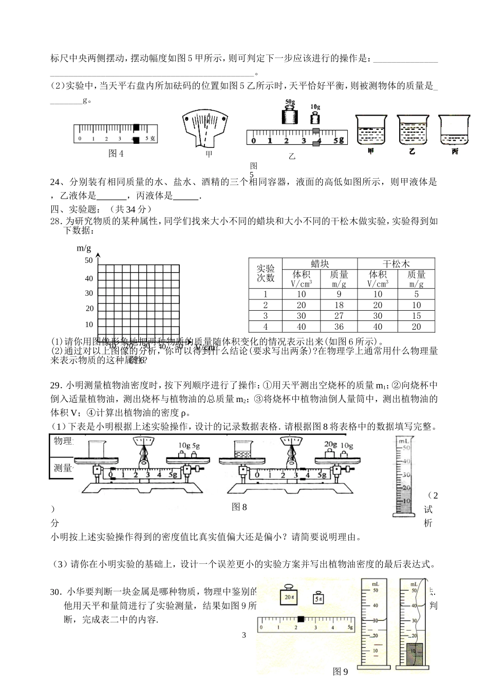 苏科版八年级下_第六章_物质和物理属性单元测试题及答案_第3页