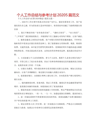 个人工作总结与参考计划20205篇范文 