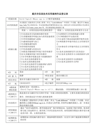 信息技术应用案例作品登记表