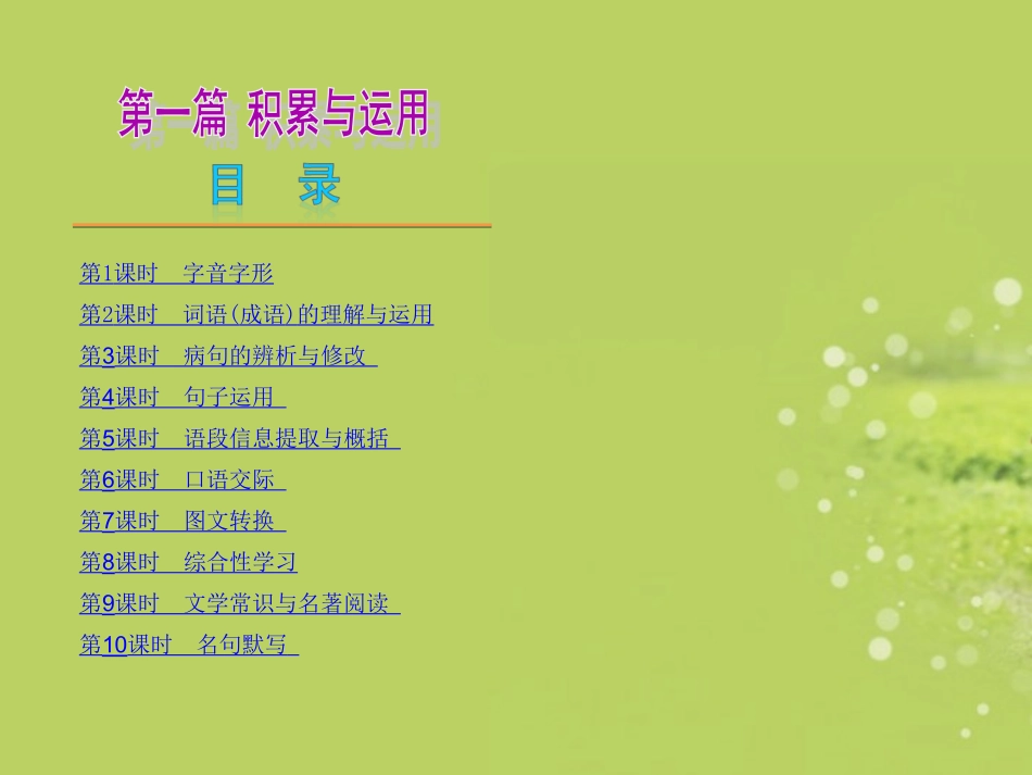 河南省2013年中考语文复习方案_第1章_积累与运用课件_第1页