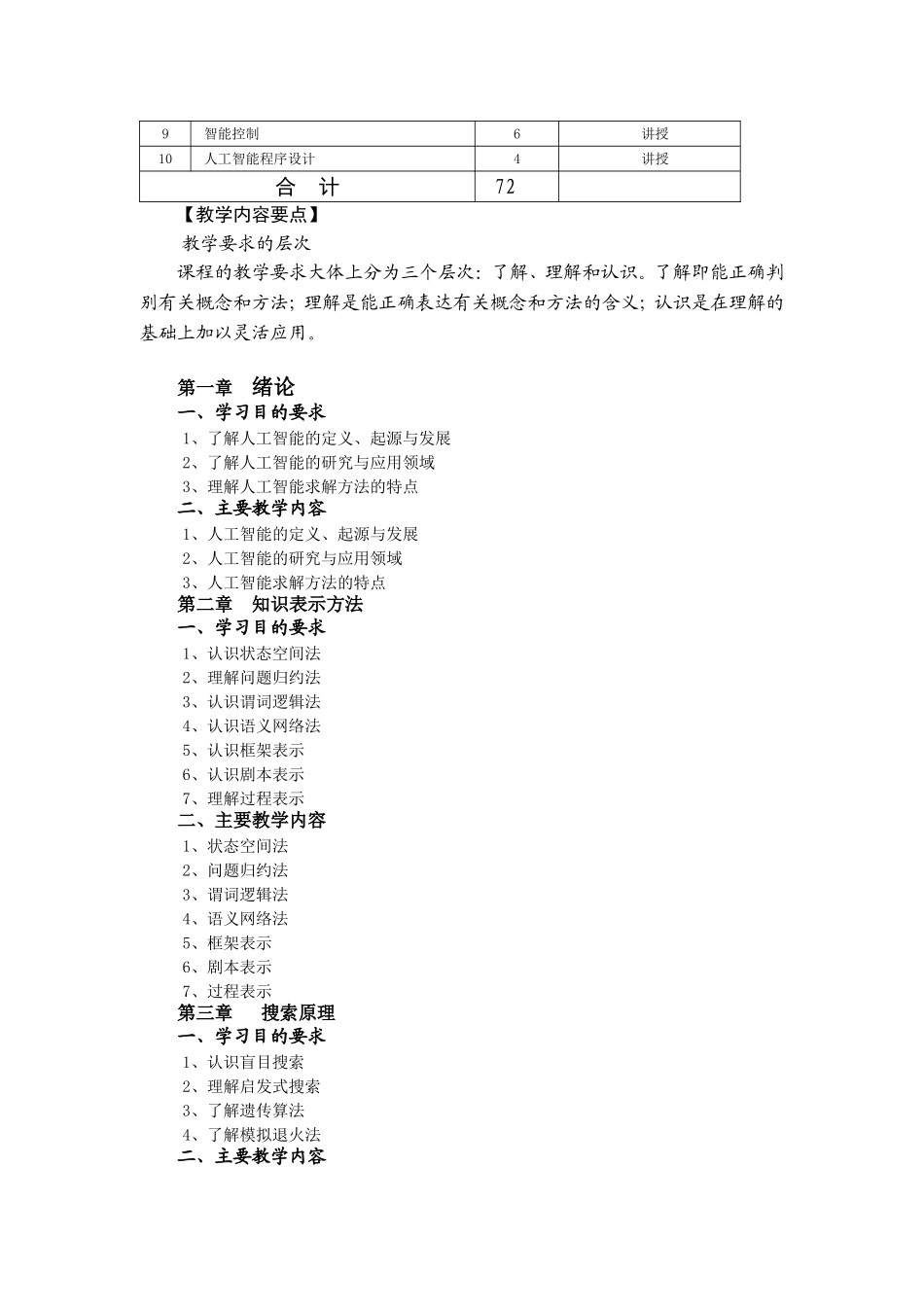 人工智能课程教学大纲_第2页