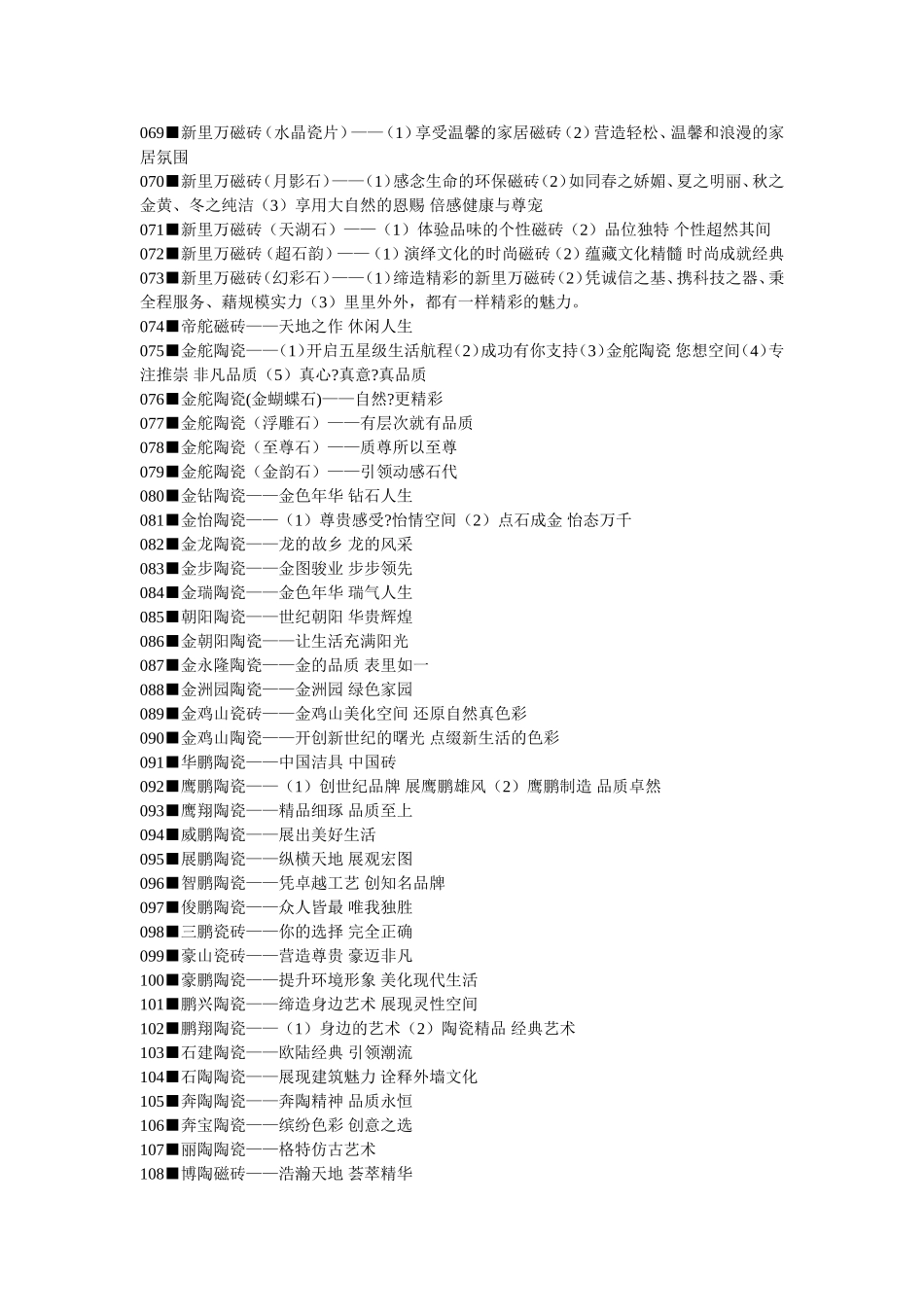 陶瓷瓷砖广告语大全_第3页