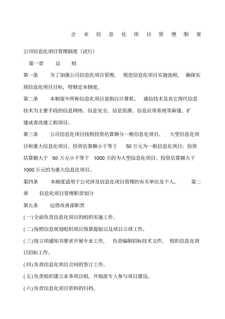 企业信息化项目管理制度