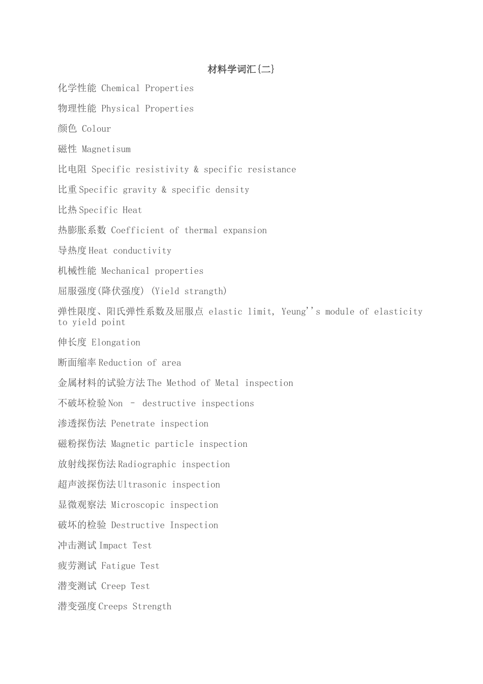 金属材料词汇{2}_第1页