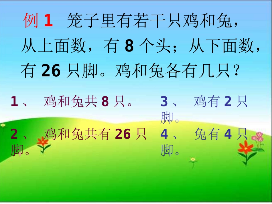 小学数学第十一册数学广角之《鸡兔同笼》课件_第2页